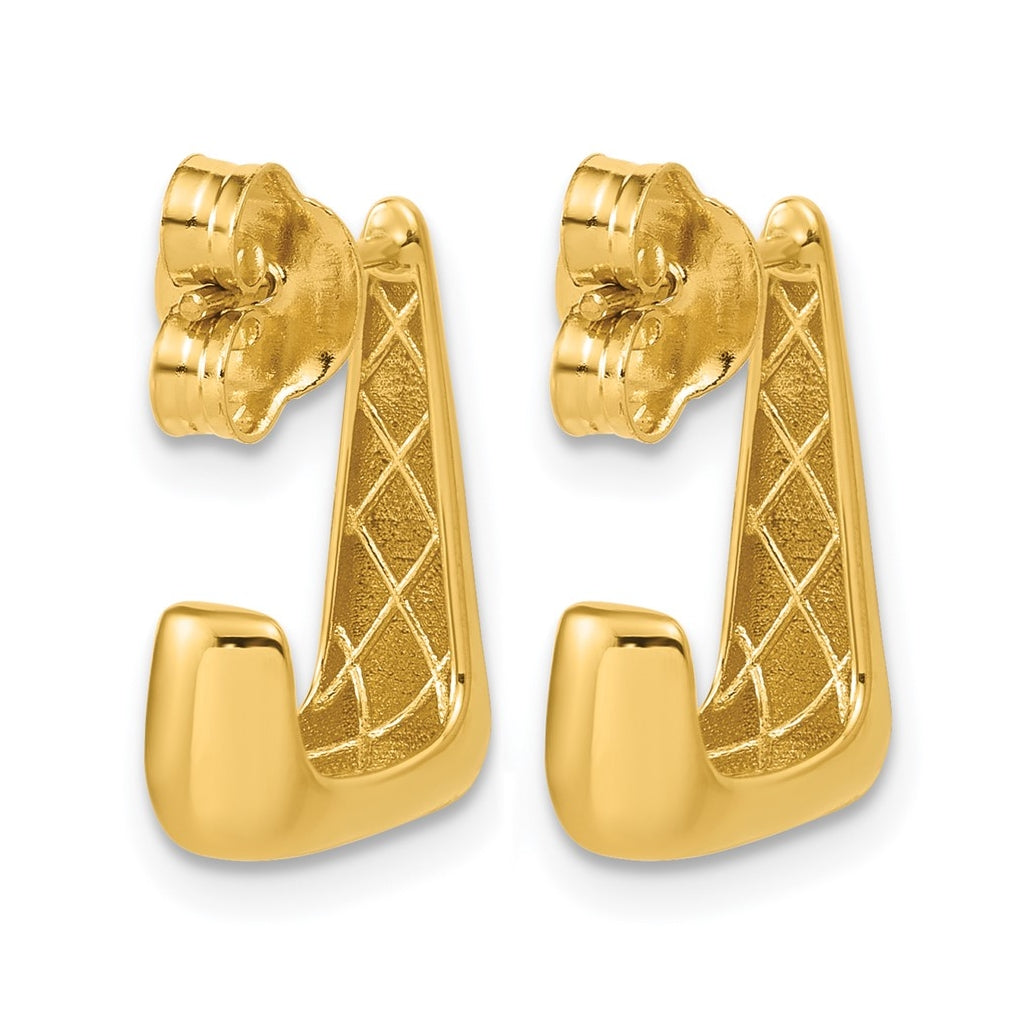 14k Yellow Gold Polished J-Hoop Post Earrings