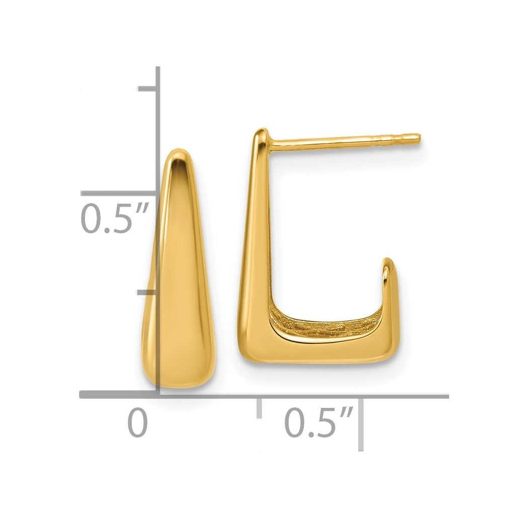 14k Yellow Gold Polished J-Hoop Post Earrings