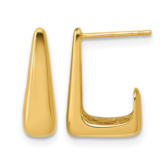 14k Yellow Gold Polished J-Hoop Post Earrings