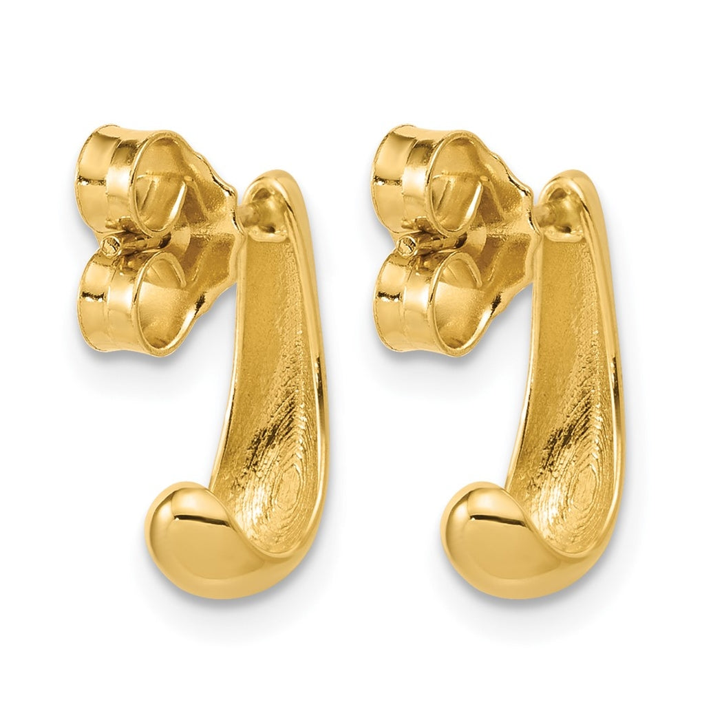 14k Yellow Gold Polished J-Hoop Post Earrings