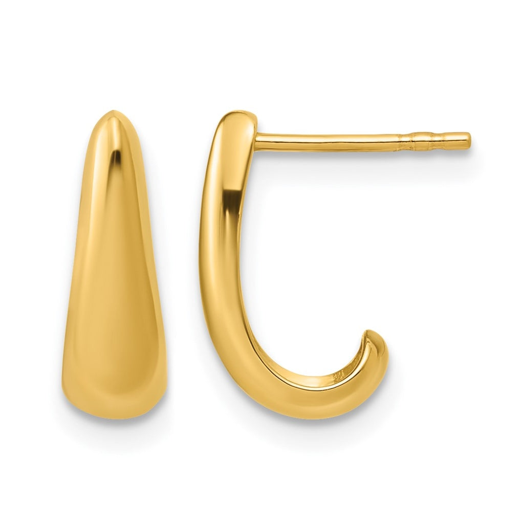 14k Yellow Gold Polished J-Hoop Post Earrings