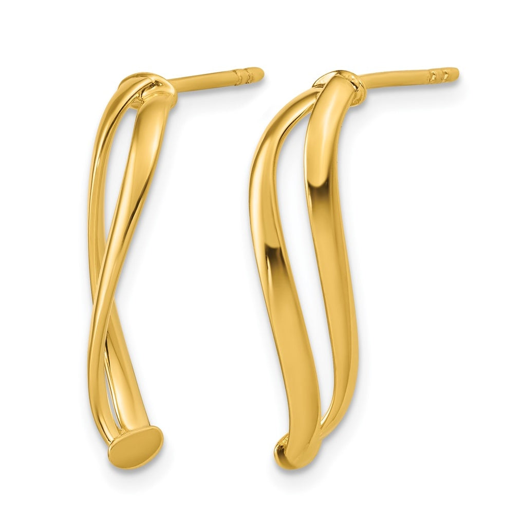 14k Yellow Gold Polished Curve Post Earrings