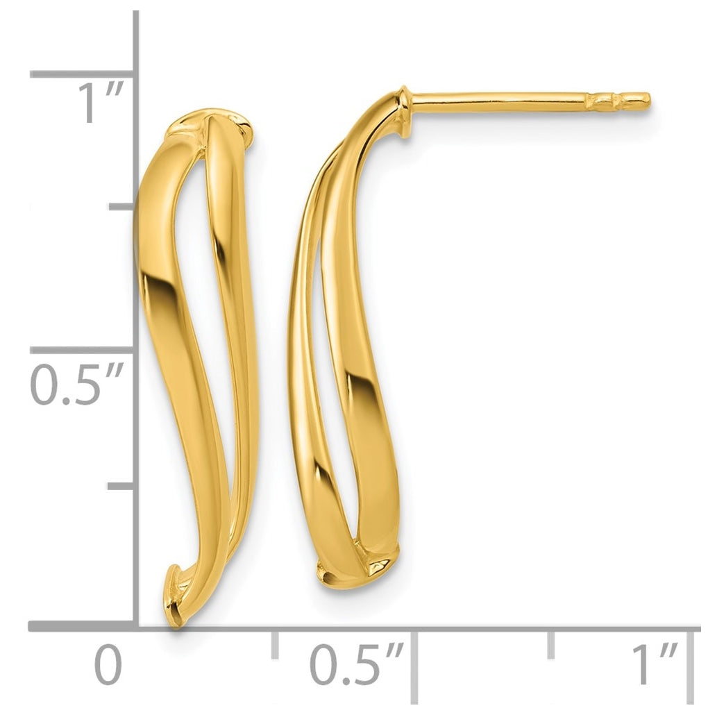 14k Yellow Gold Polished Curve Post Earrings