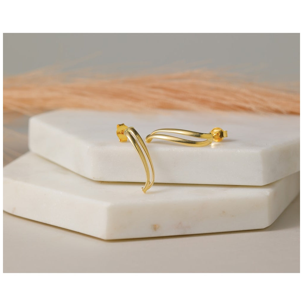 14k Yellow Gold Polished Curve Post Earrings