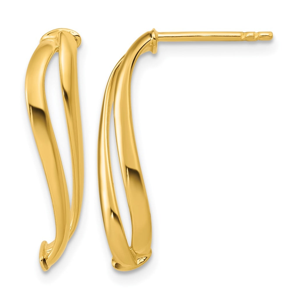 14k Yellow Gold Polished Curve Post Earrings