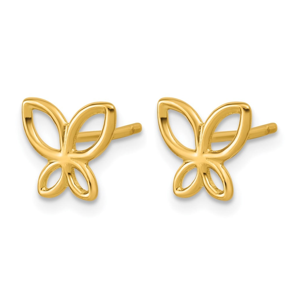 14k Yellow Gold Polished Butterfly Post Earrings