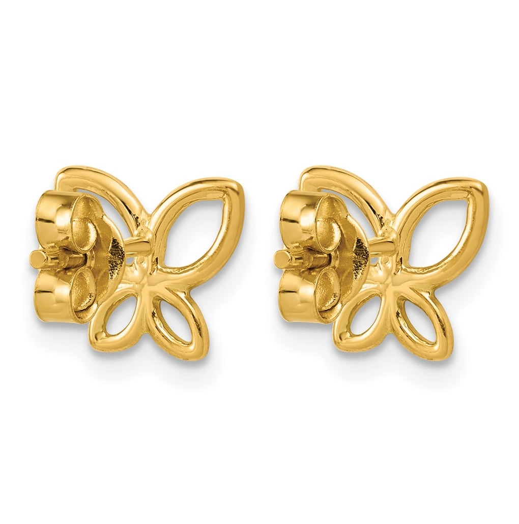 14k Yellow Gold Polished Butterfly Post Earrings