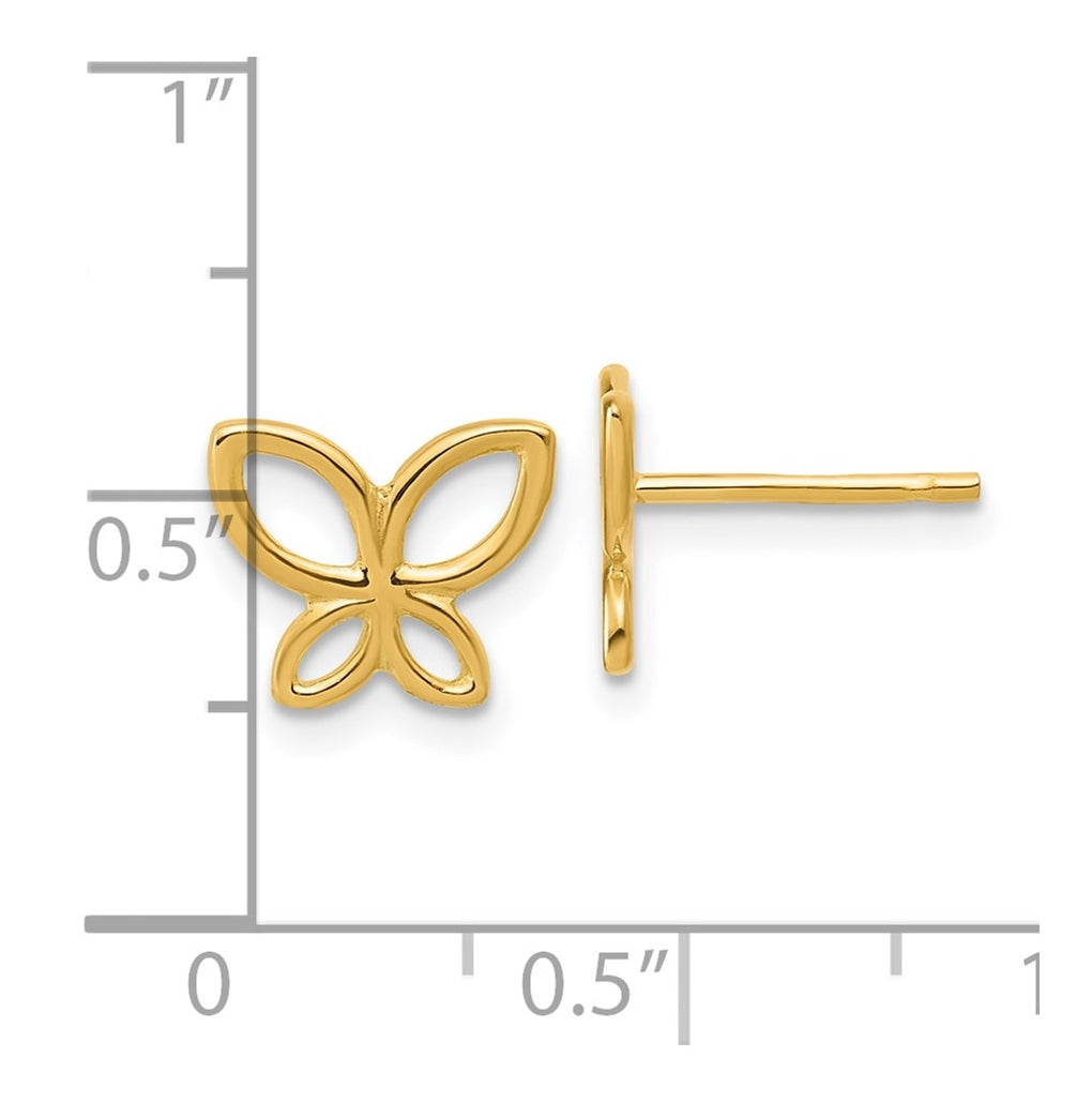 14k Yellow Gold Polished Butterfly Post Earrings