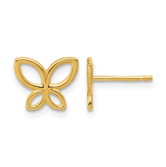 14k Yellow Gold Polished Butterfly Post Earrings