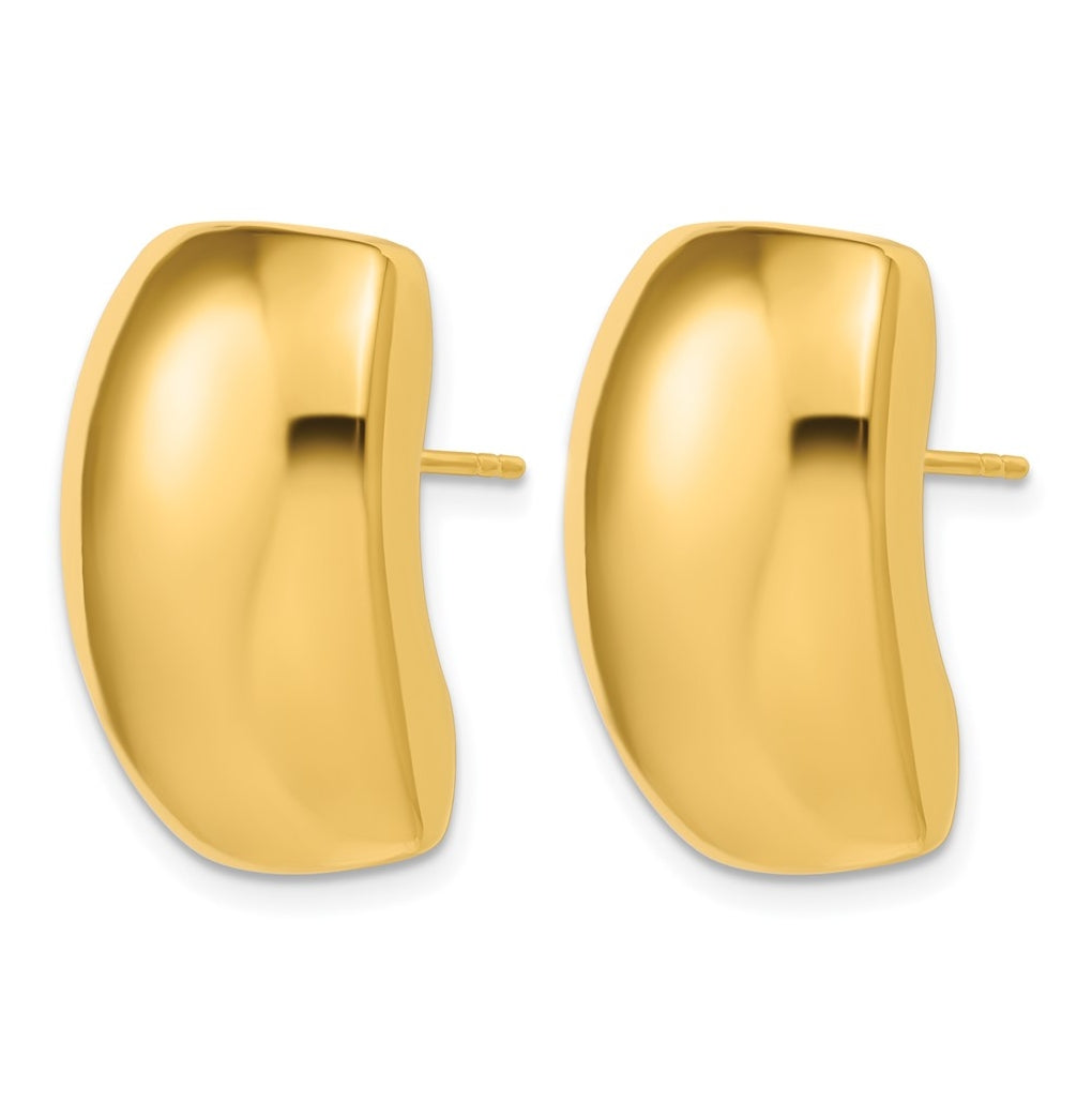 14k Yellow Gold Polished Hollow Puffed Post Earrings
