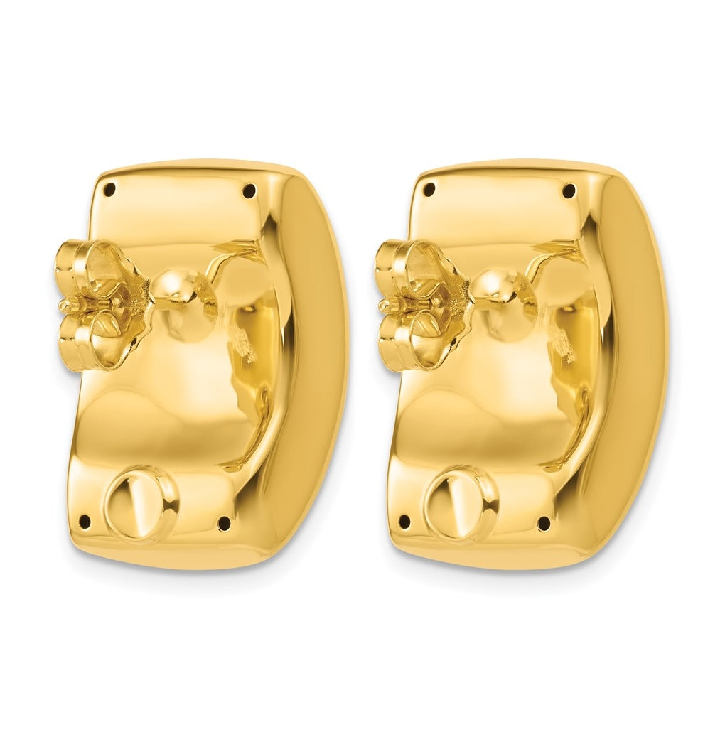 14k Yellow Gold Polished Hollow Puffed Post Earrings