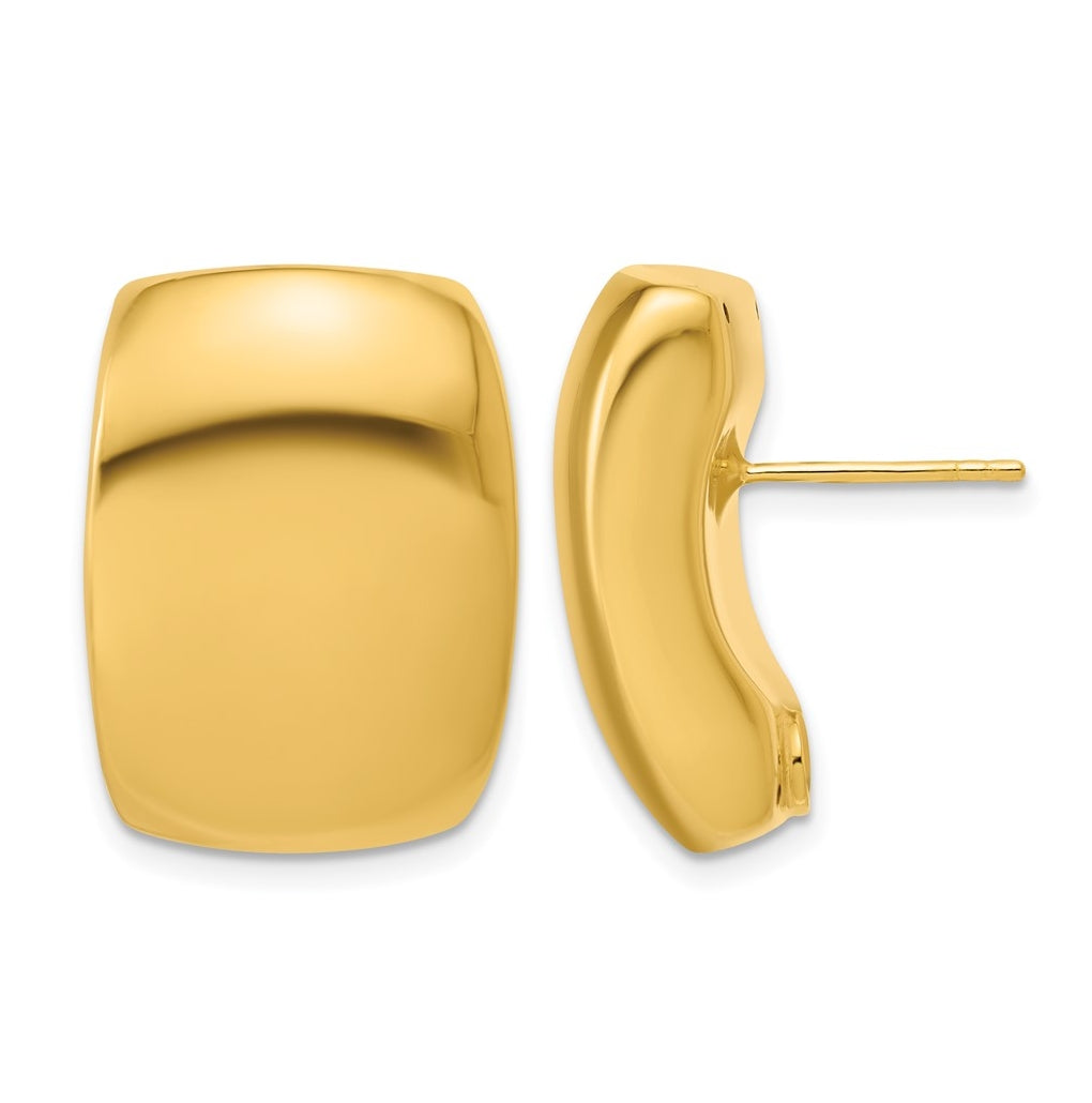 14k Yellow Gold Polished Hollow Puffed Post Earrings