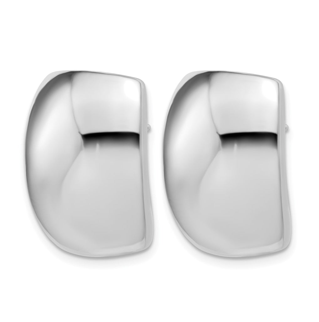 14k Yellow Gold w/Wht RH Plated Polished Puffed Hollow Earrings