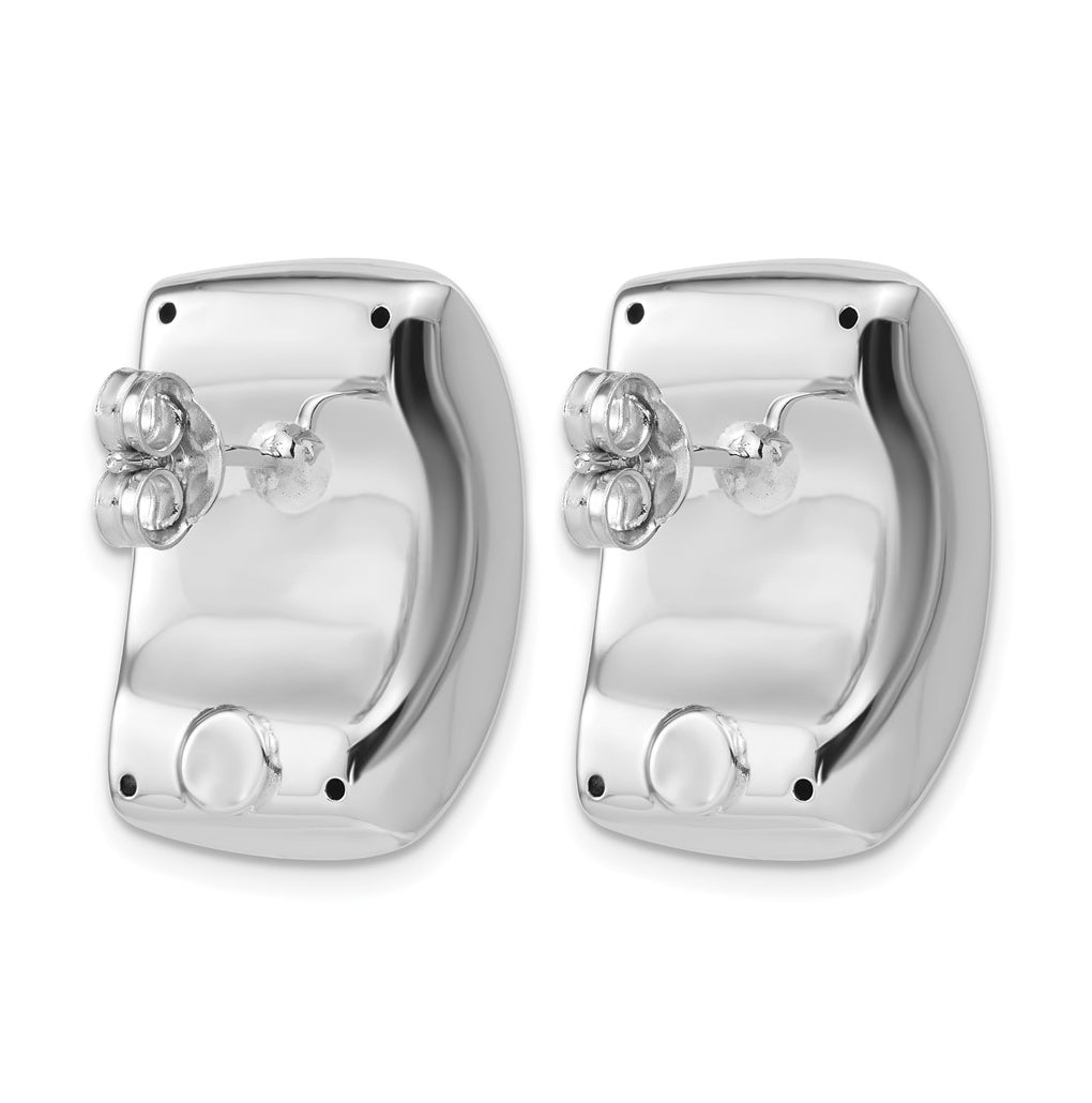 14k Yellow Gold w/Wht RH Plated Polished Puffed Hollow Earrings