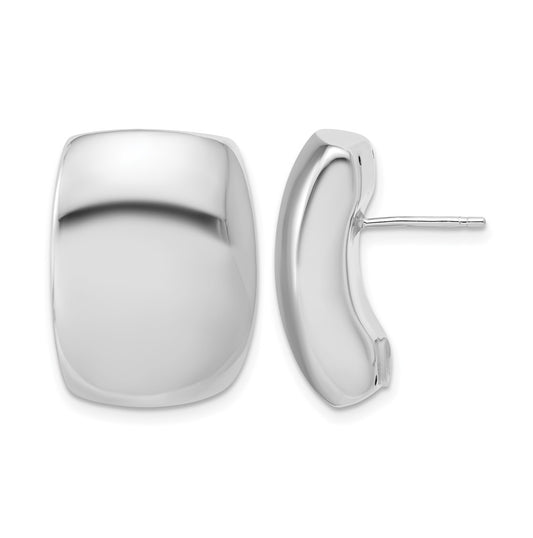 14k Yellow Gold w/Wht RH Plated Polished Puffed Hollow Earrings