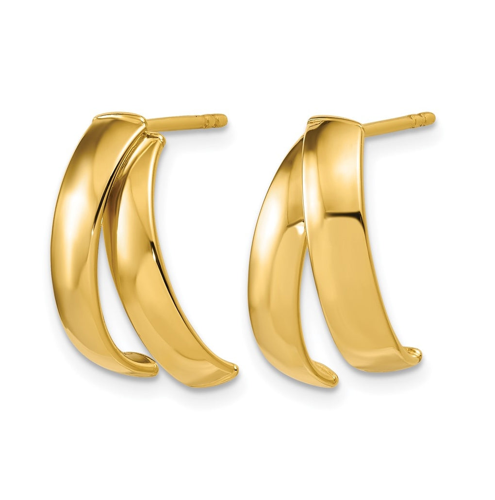 14k Yellow Gold Polished J-Hoop Post Earrings
