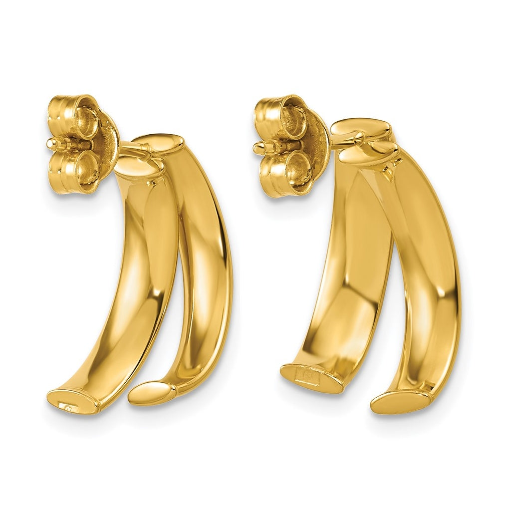 14k Yellow Gold Polished J-Hoop Post Earrings