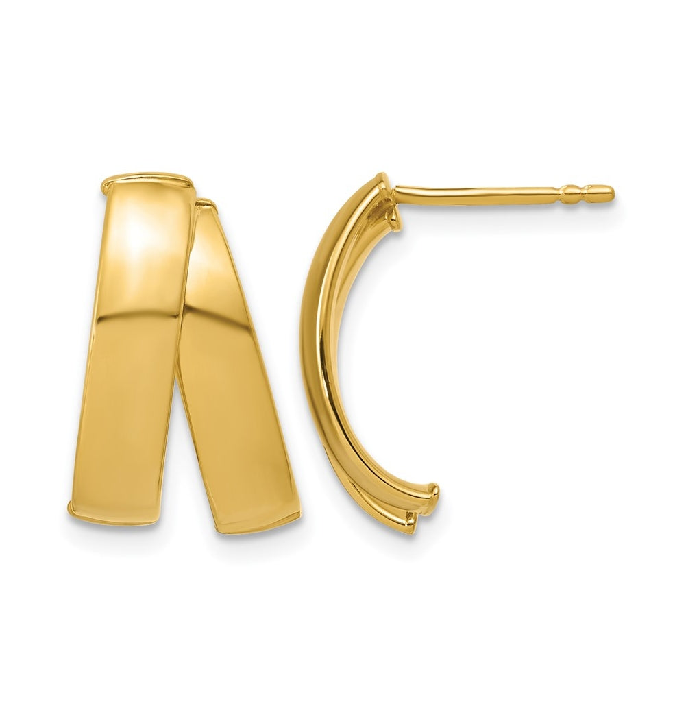 14k Yellow Gold Polished J-Hoop Post Earrings