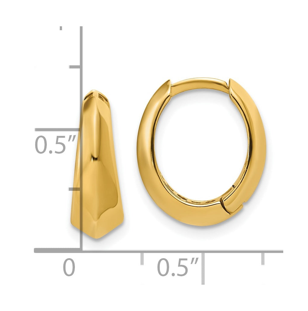 14k Yellow Gold Polished Hinged Hoop Earrings