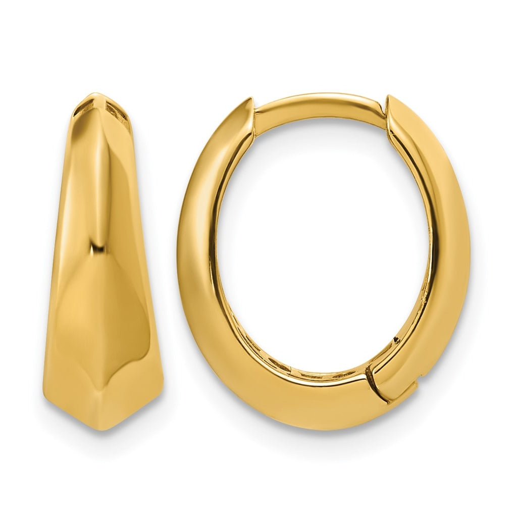 14k Yellow Gold Polished Hinged Hoop Earrings