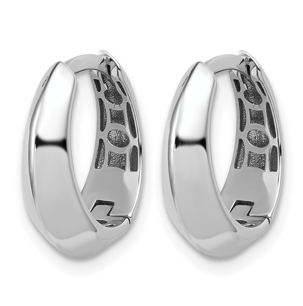 14K White Gold Polished Hinged Hoop Earrings