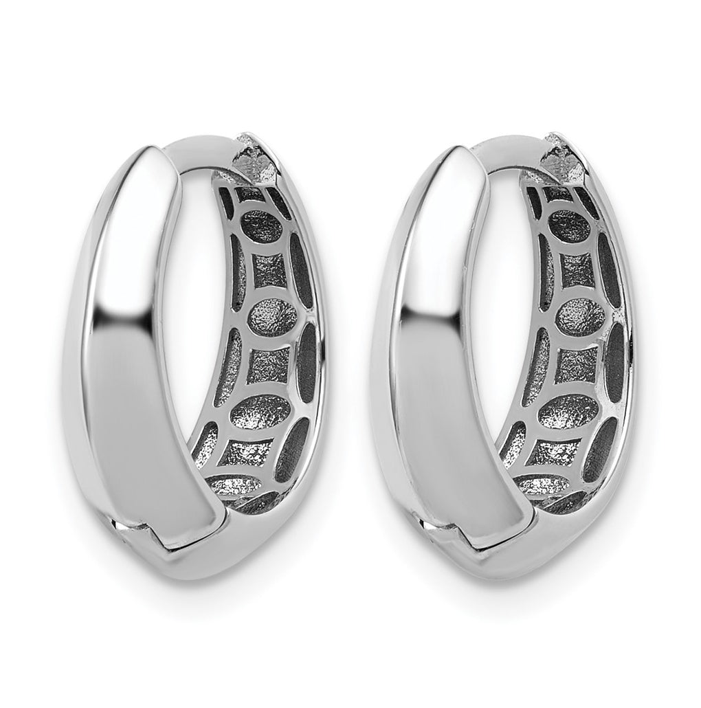 14K White Gold Polished Hinged Hoop Earrings