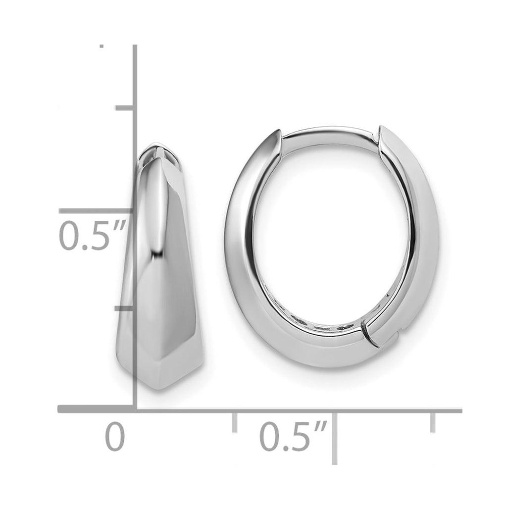 14K White Gold Polished Hinged Hoop Earrings