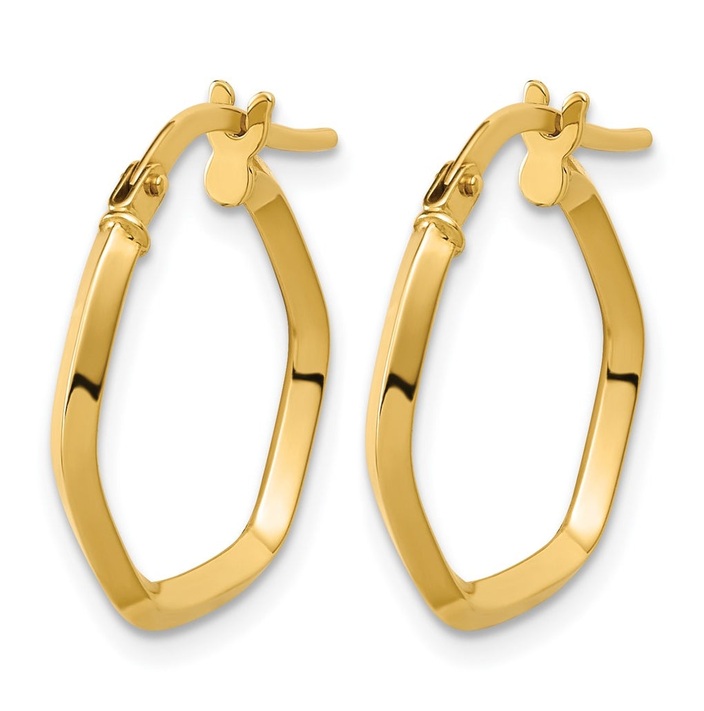 14k Yellow Gold Polished Geometric Hoop Earrings