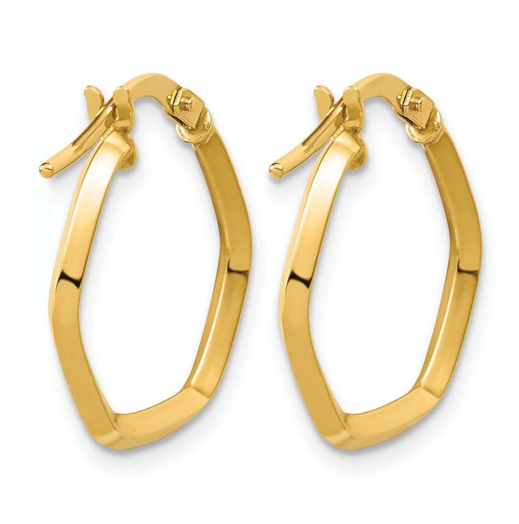 14k Yellow Gold Polished Geometric Hoop Earrings