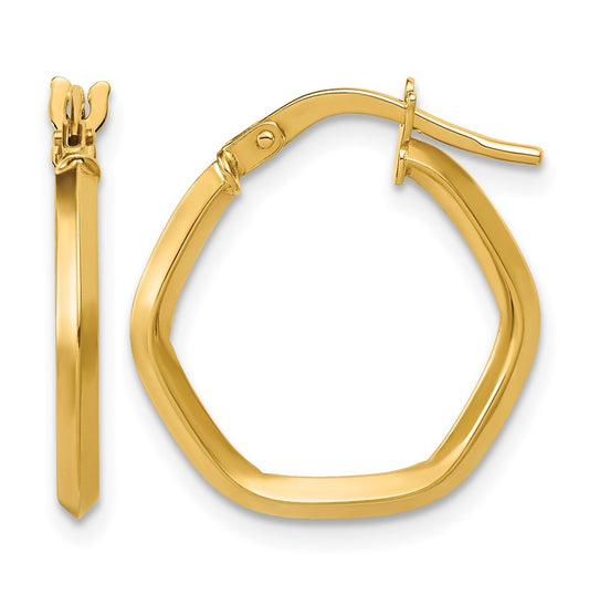 14k Yellow Gold Polished Geometric Hoop Earrings