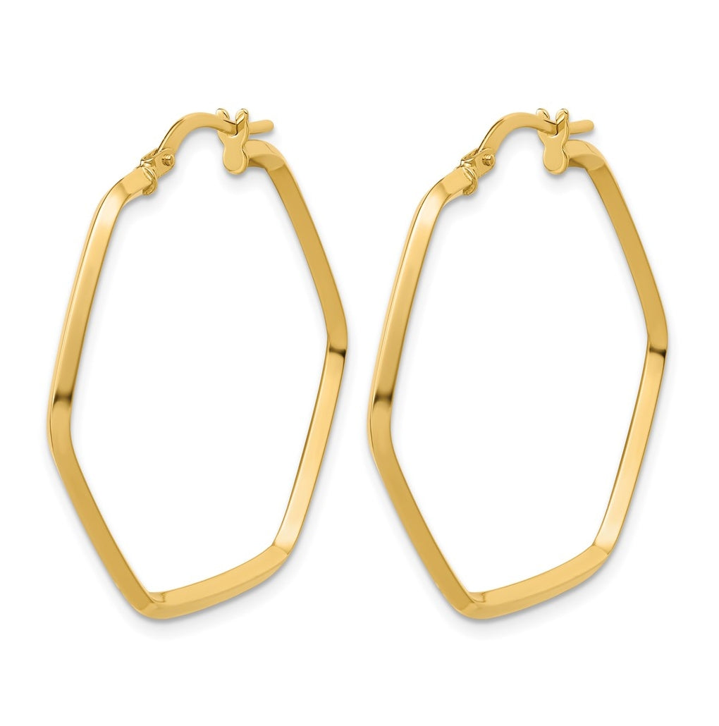 14k Yellow Gold Polished Geometric Hoop Earrings