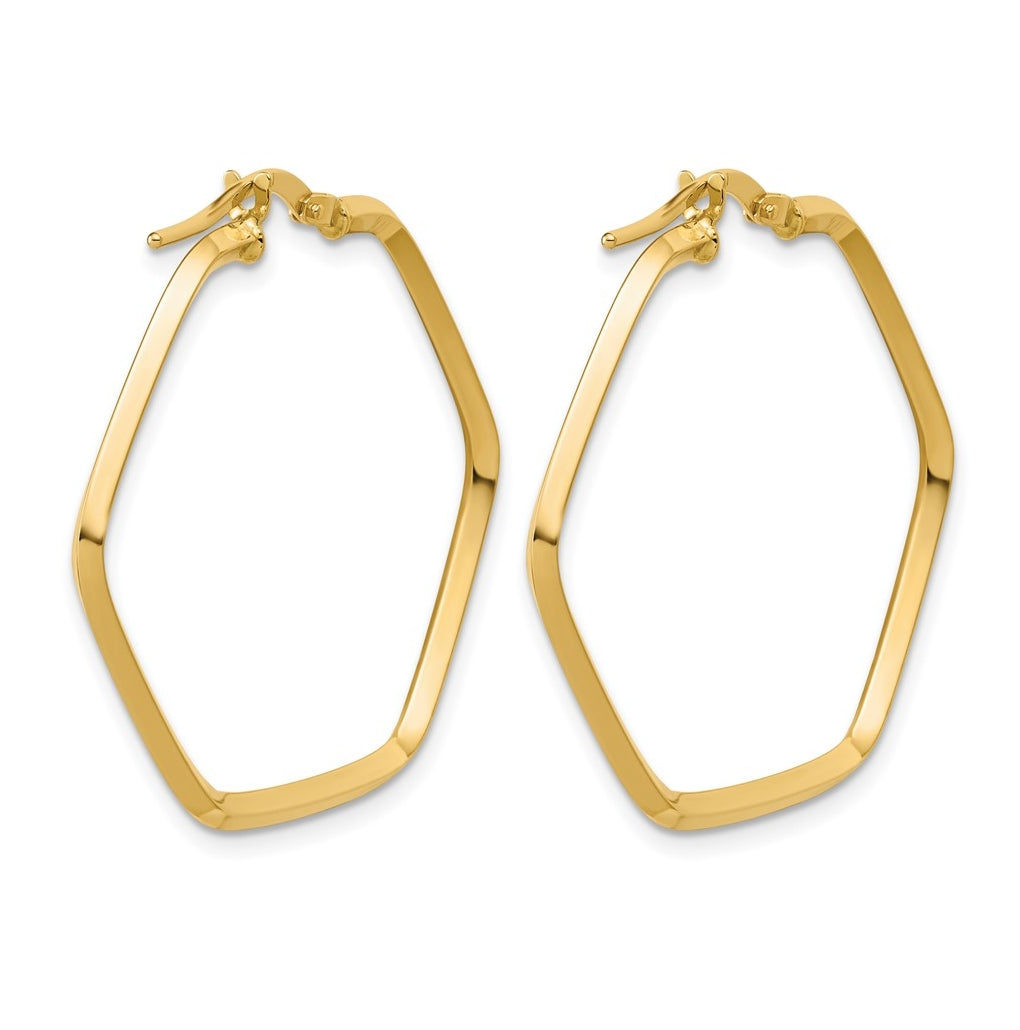 14k Yellow Gold Polished Geometric Hoop Earrings