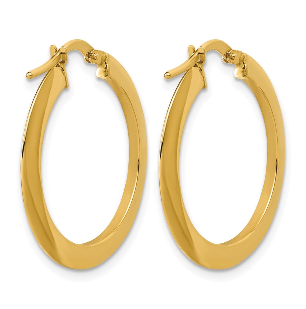 14k Yellow Gold Polished Flat Tube Hoop Earrings