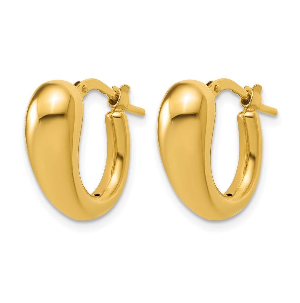 14k Yellow Gold Polished Hollow Puffed Hoop Earrings