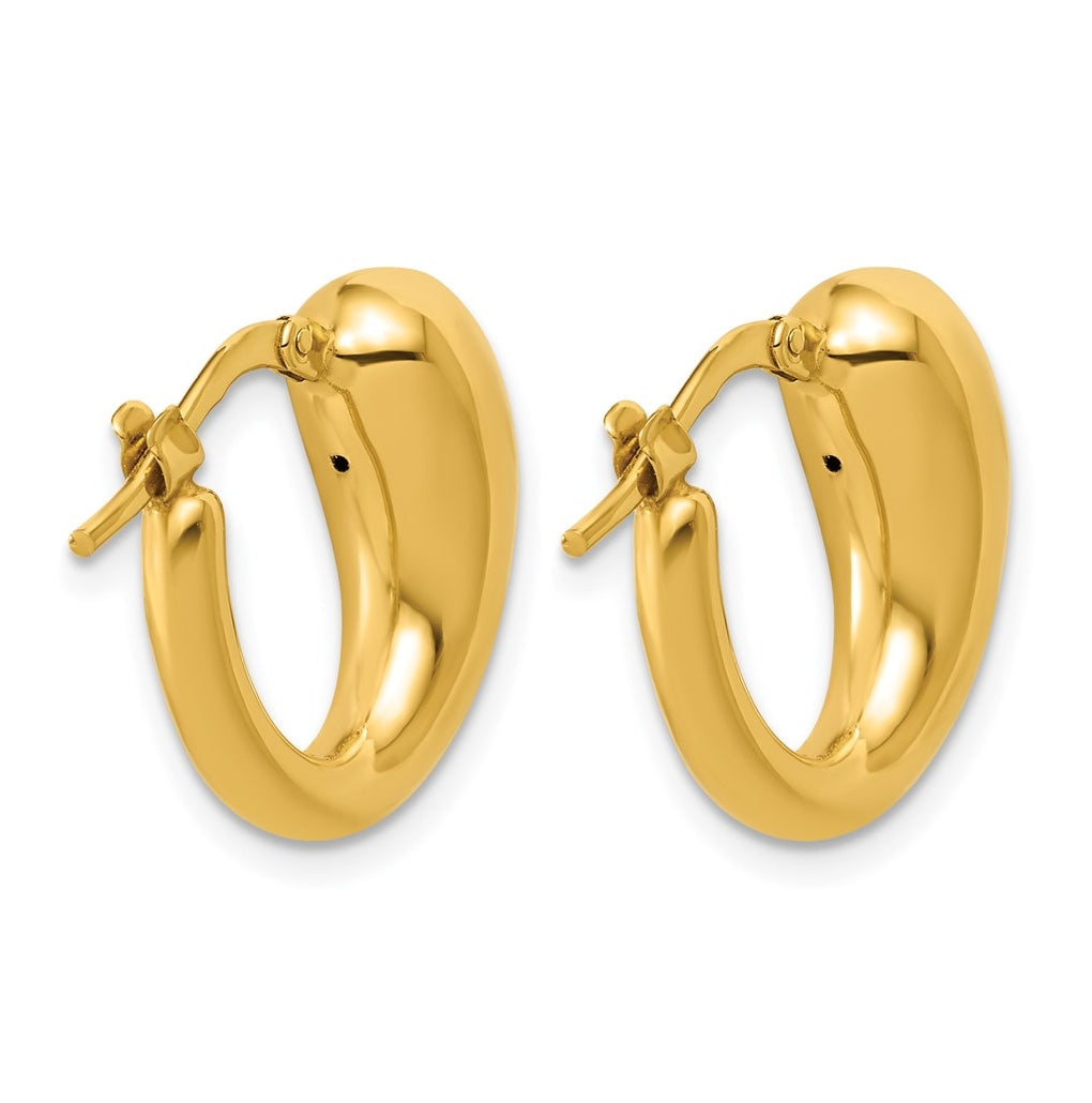 14k Yellow Gold Polished Hollow Puffed Hoop Earrings