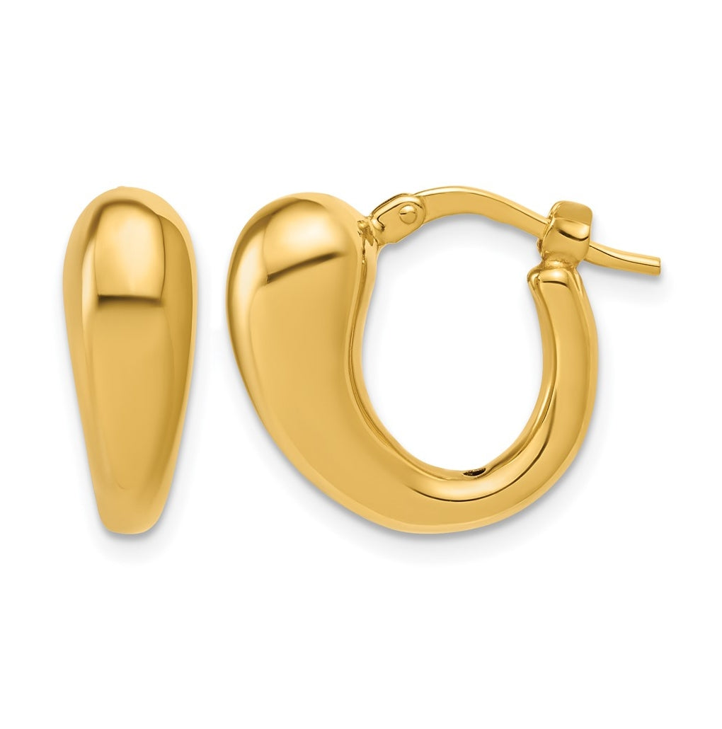 14k Yellow Gold Polished Hollow Puffed Hoop Earrings