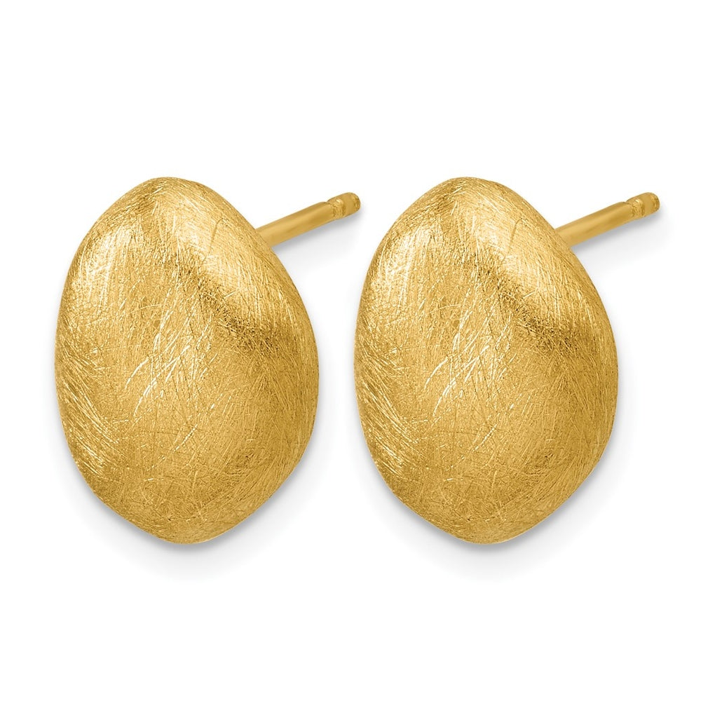 14k Yellow Gold With Scratch Finish Post Earrings