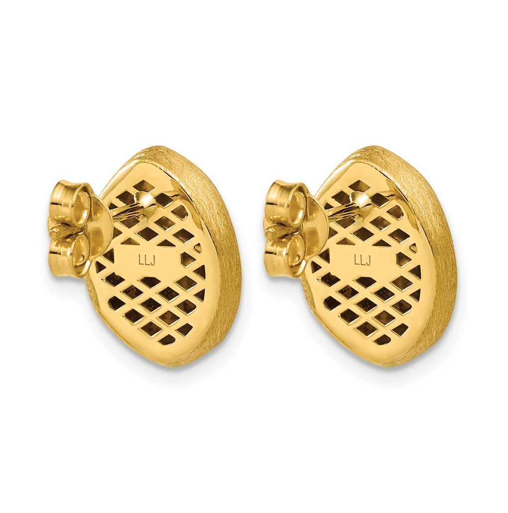 14k Yellow Gold With Scratch Finish Post Earrings