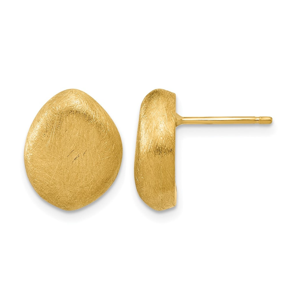14k Yellow Gold With Scratch Finish Post Earrings