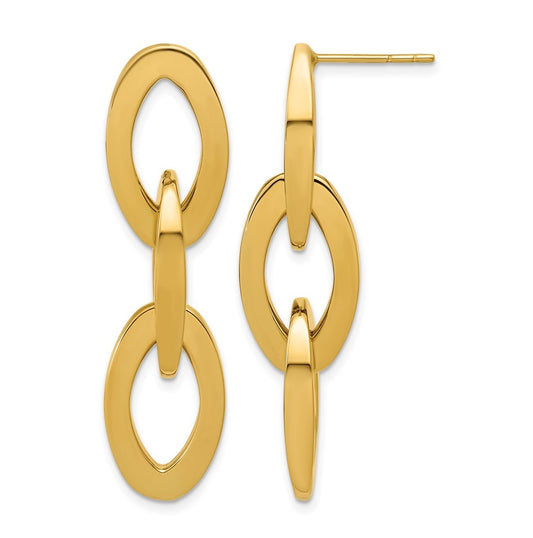 14k Yellow Gold Polished Fancy Link Dangle Post Earrings