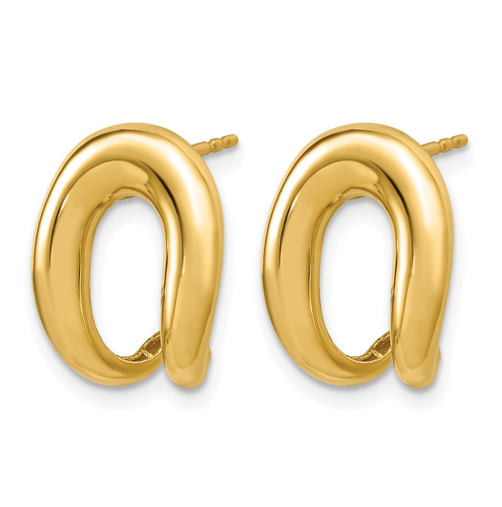 14k Yellow Gold Polished Fancy J-Hoop Post Earrings