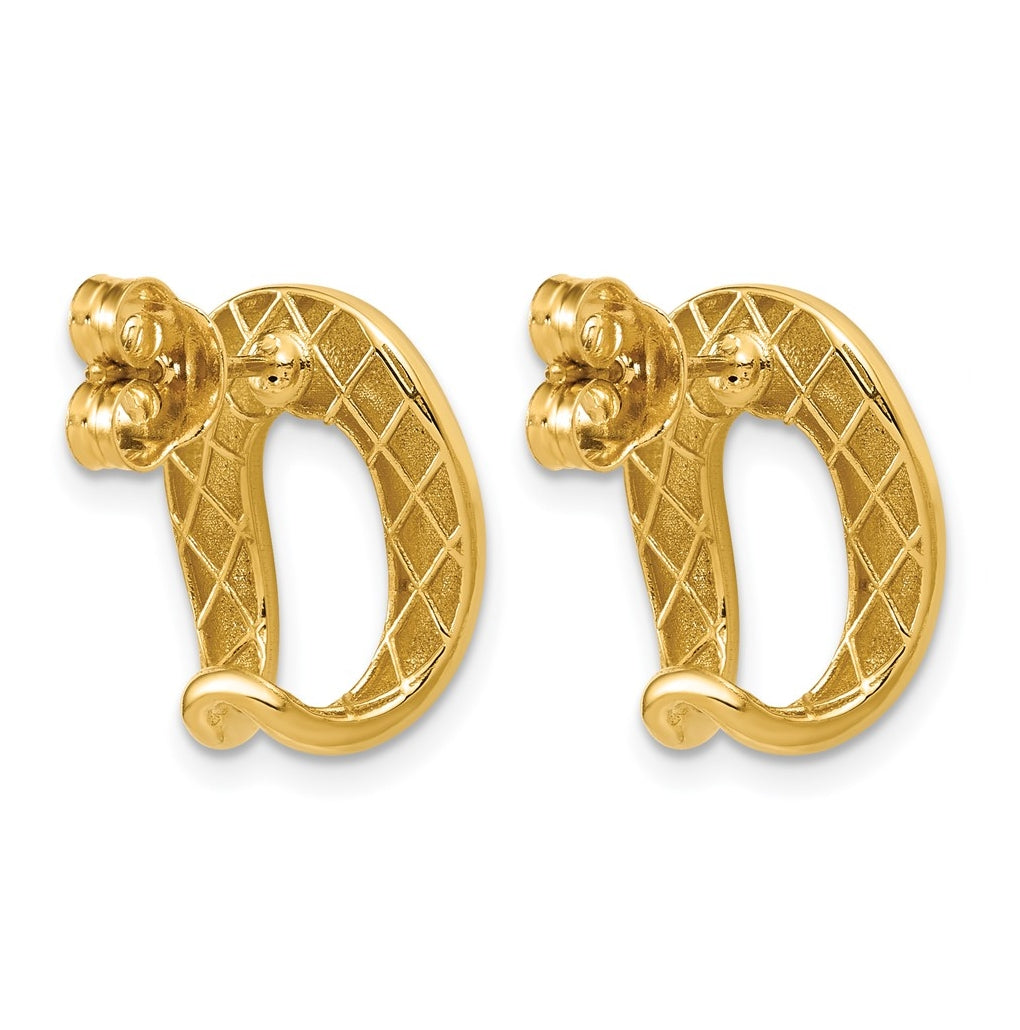 14k Yellow Gold Polished Fancy J-Hoop Post Earrings