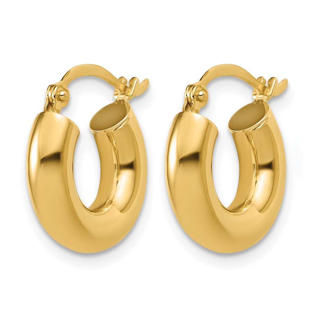 14k Yellow Gold Polished 4mm x 15mm Lightweight Tube Earrings
