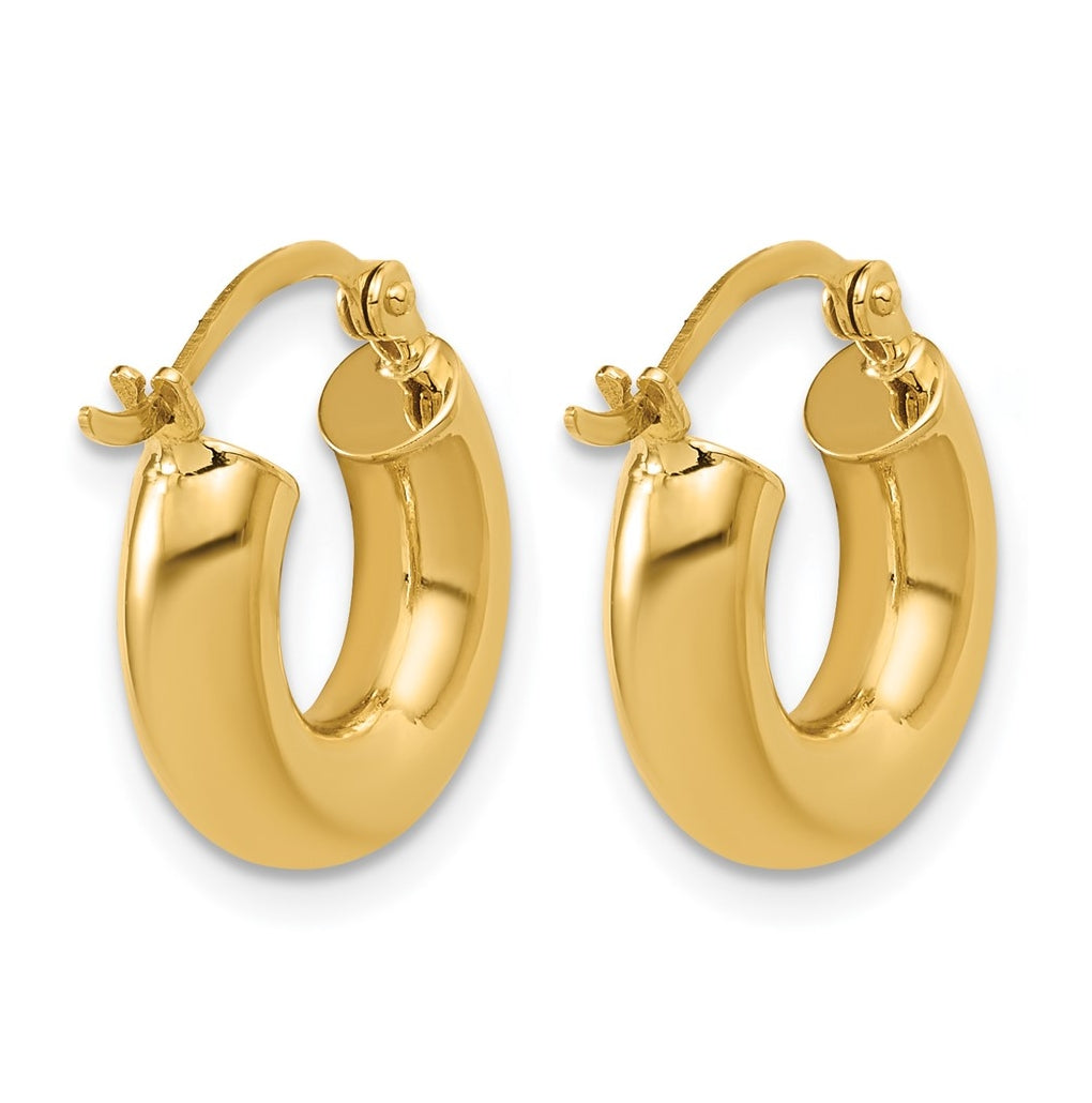 14k Yellow Gold Polished 4mm x 15mm Lightweight Tube Earrings