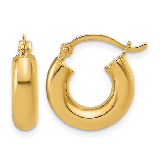 14k Yellow Gold Polished 4mm x 15mm Lightweight Tube Earrings