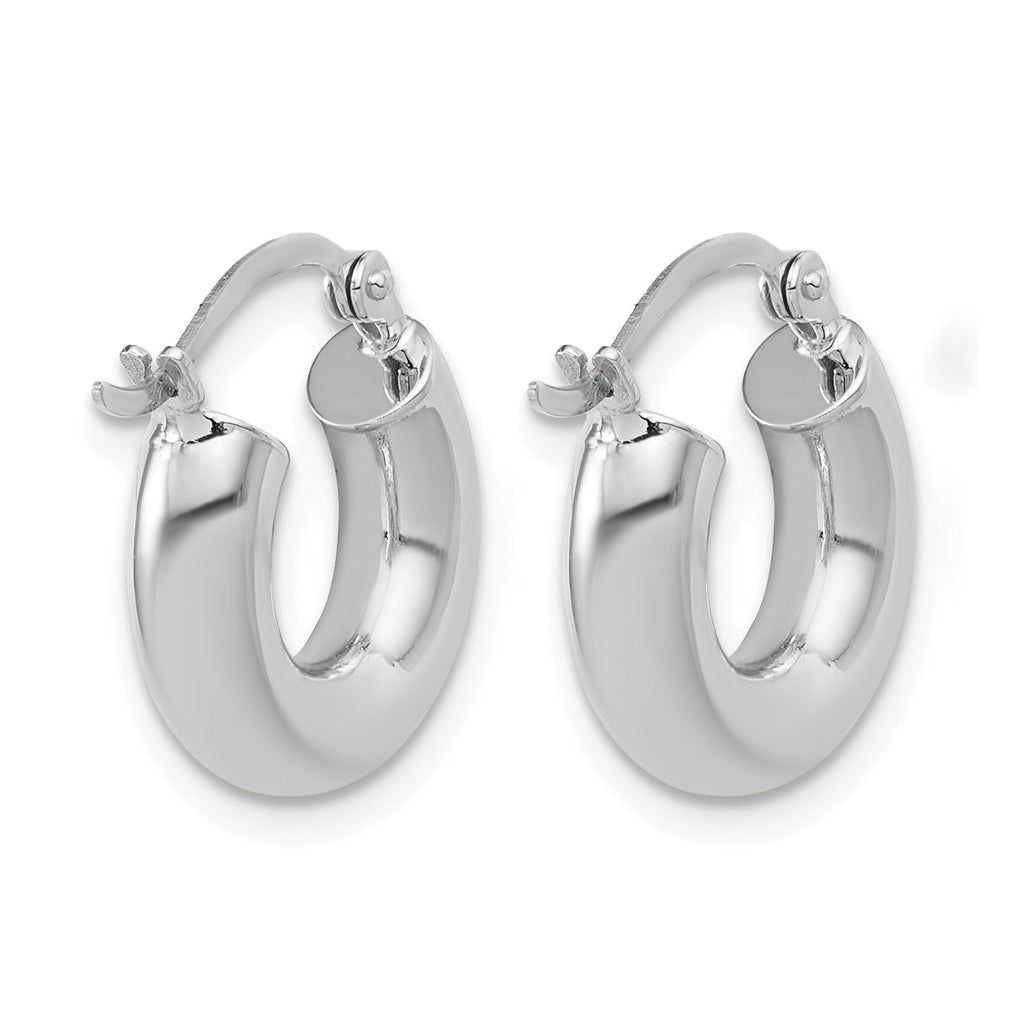 14k White Gold Polished 4mm x 15mm Lightweight Tube Earrings