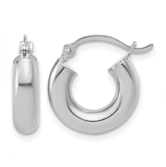 14k White Gold Polished 4mm x 15mm Lightweight Tube Earrings