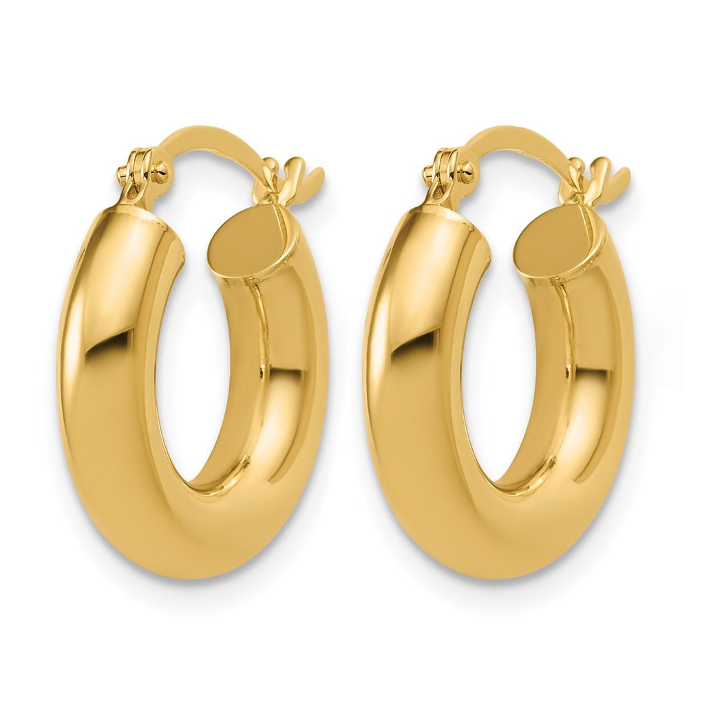 14k Yellow Gold Polished 4mm x 17mm Lightweight Tube Earrings