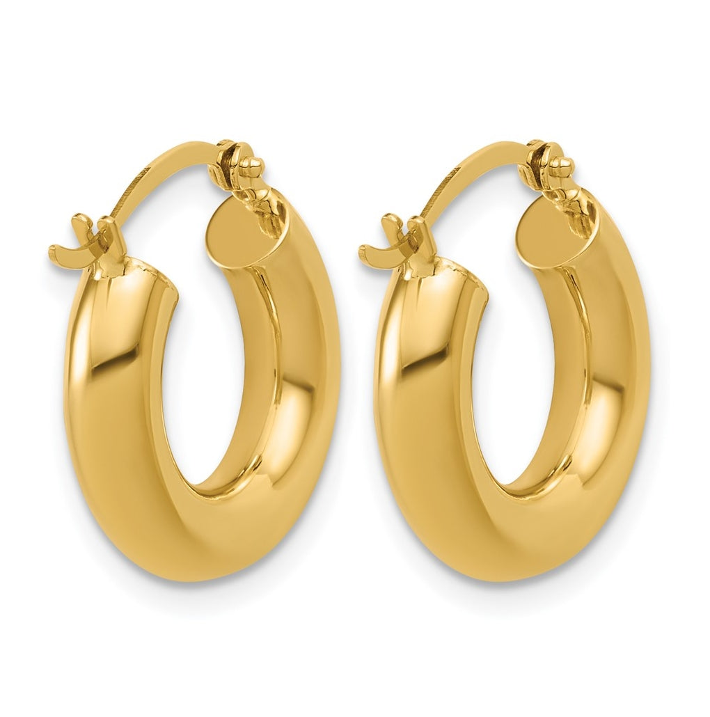 14k Yellow Gold Polished 4mm x 17mm Lightweight Tube Earrings