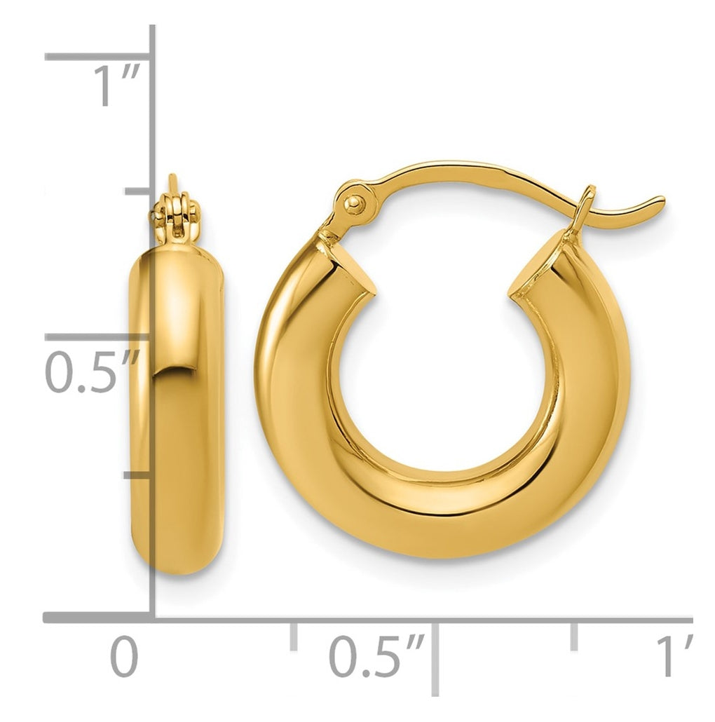 14k Yellow Gold Polished 4mm x 17mm Lightweight Tube Earrings